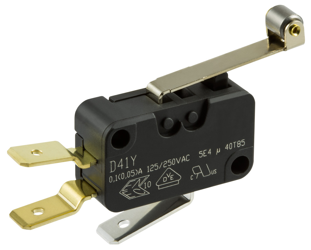 ZF D413-V3RD Microswitch - 34.1mm roller lever - 0.1a - quick-connect terminals