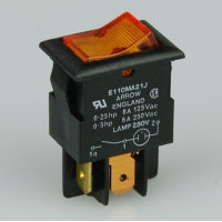 Rocker Switch - 240v - Black/Amber