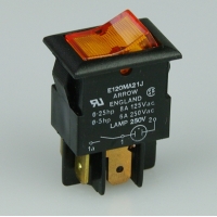 Rocker Switch - 240v - Black/Amber
