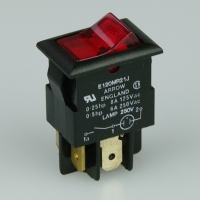 Rocker Switch - 240v - Black/Red