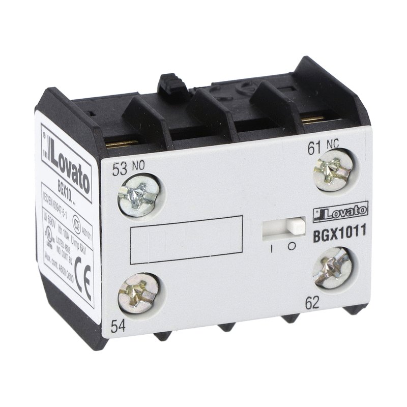 Lovato 11BGX101 - Auxiliary Contact with screw terminals (1NO+1NC)